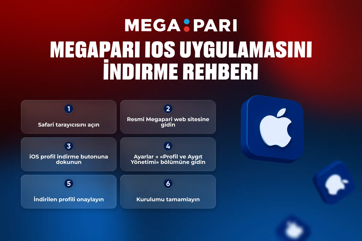 iPhone'da Megapari iOS uygulama indir ve yükleme ekranı