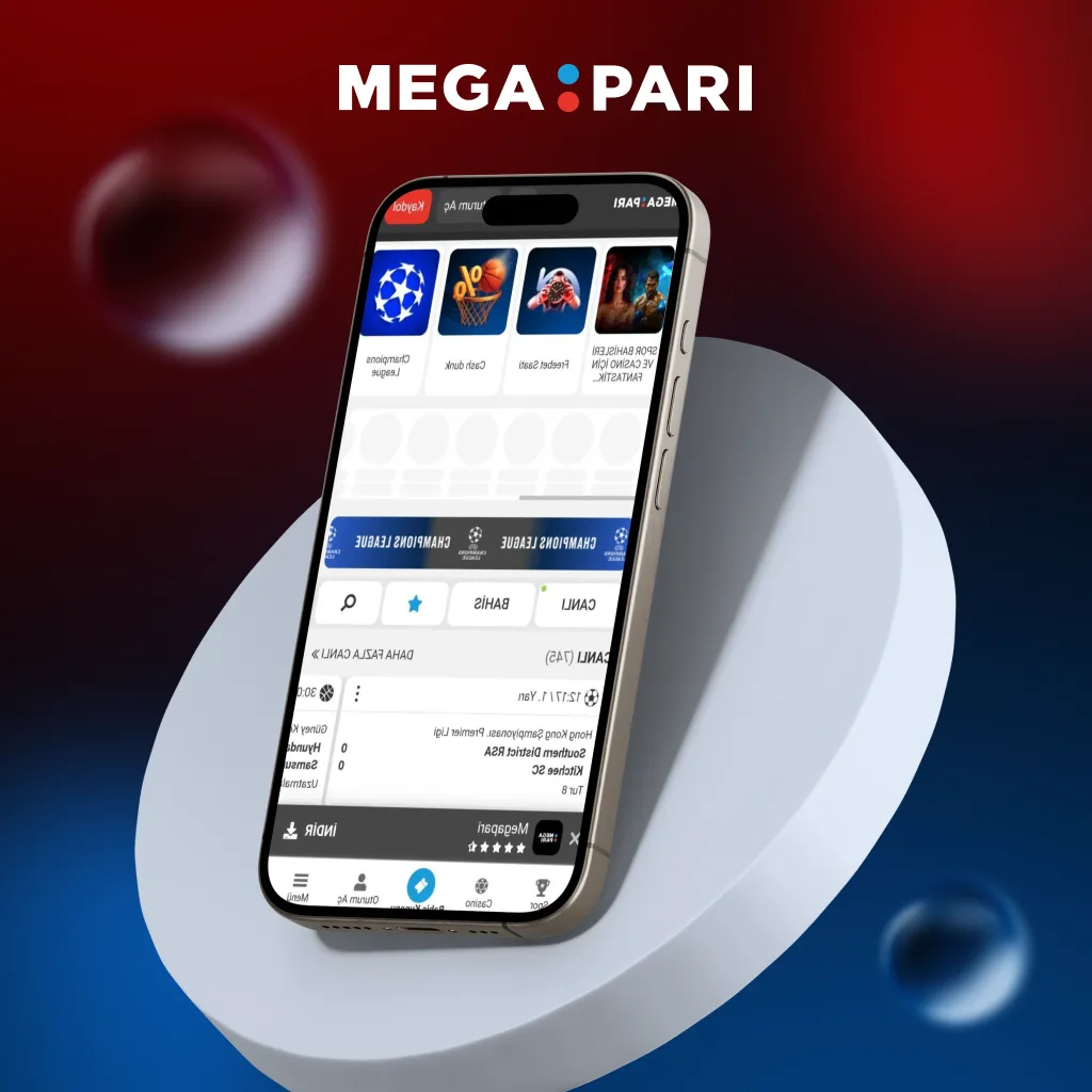 Megapari mobil web sitesinin telefonda görüntülenen kullanıcı arayüzü