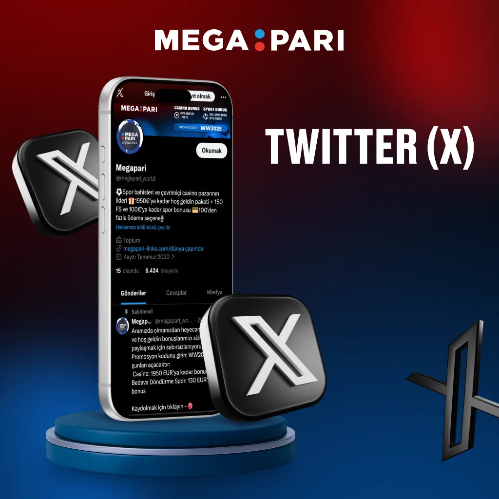 Mavi tikli resmi Megapari Twitter profili ve doğrulama işaretleri